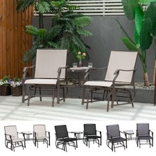 Double Glider Rocking Chairs Garden Table High Back Conversation Duo Set