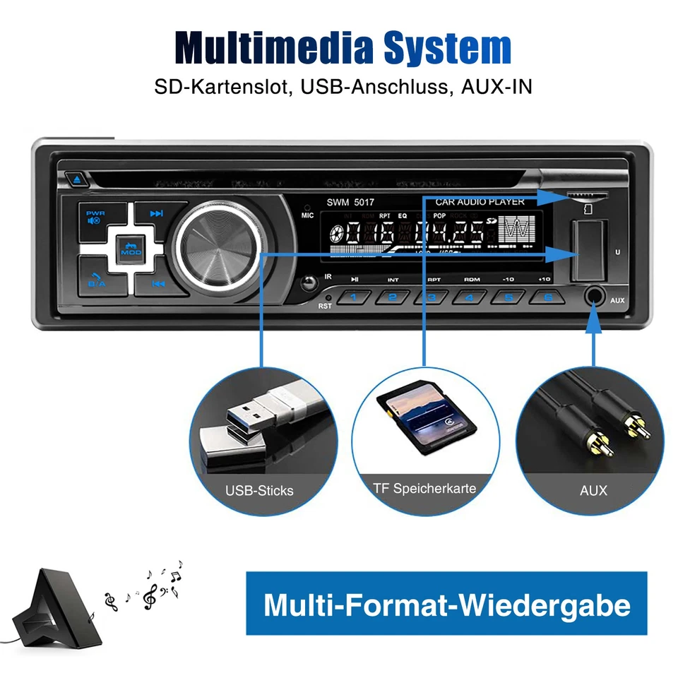 Autoradio mit DAB+ CD DVD Player MP3 USB Bluetooth Freisprech 1 DIN SD Aux-In FM - Bild 4 von 4