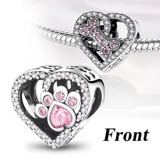 Charm Anhänger Tierpfote Hund  925 Silber passend für Pandora Armband C-7