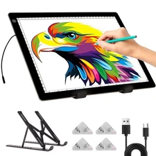 A4 Light Pad - Diamond Painting Light Board with Stand, Stepless Dimmable 3 L...