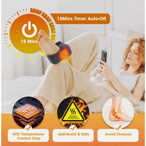 2x Cordless Foot Ankle Massager Heat&Vibration for Plantar Fasciitis Pain Relief - Picture 5 of 12