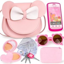 Play Purse for Little Girls, 29PCS Toddler Purse with Pretend Makeup for Kids