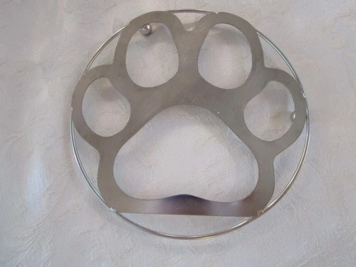 Stainless Steel Trivet Dog Cat Paw Print Heat Resistant Kitchen Décor 7” W HTF - product listing photo