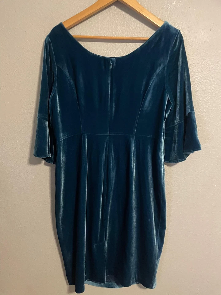 Vestido Boden para mujer 10 Petite mezcla de seda azul terciopelo funda cóctel fiesta midi Foto 2 de 4