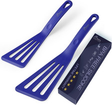 600℉ Heat Resistant Silicone Slotted Fish Turner Spatula Set, BPA Free Kitchen C