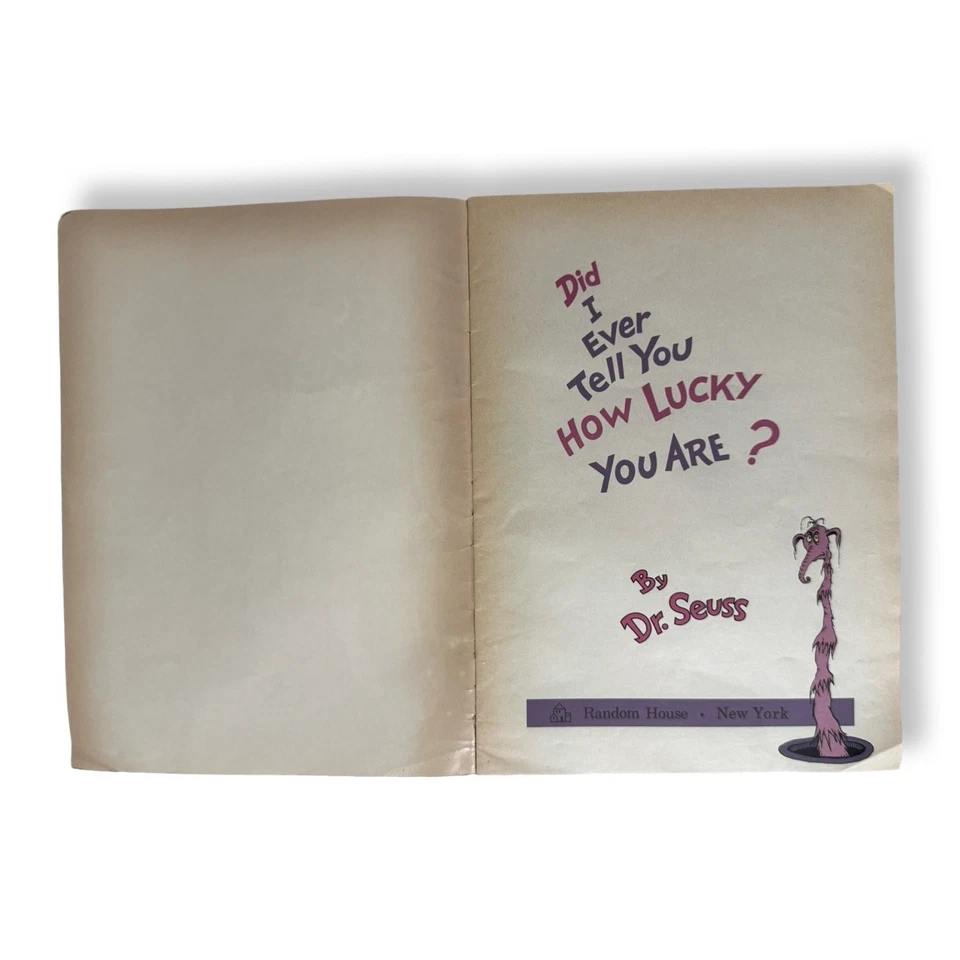 Dr. Seuss Did I Ever Tell You How Lucky You Are Vintage Promo Edition 1973 Crest - Image 4 of 4