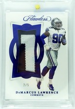 2018 Flawless #PA-DL DeMarcus Lawrence 2/5 GAME USED WORN Patches Sapphire