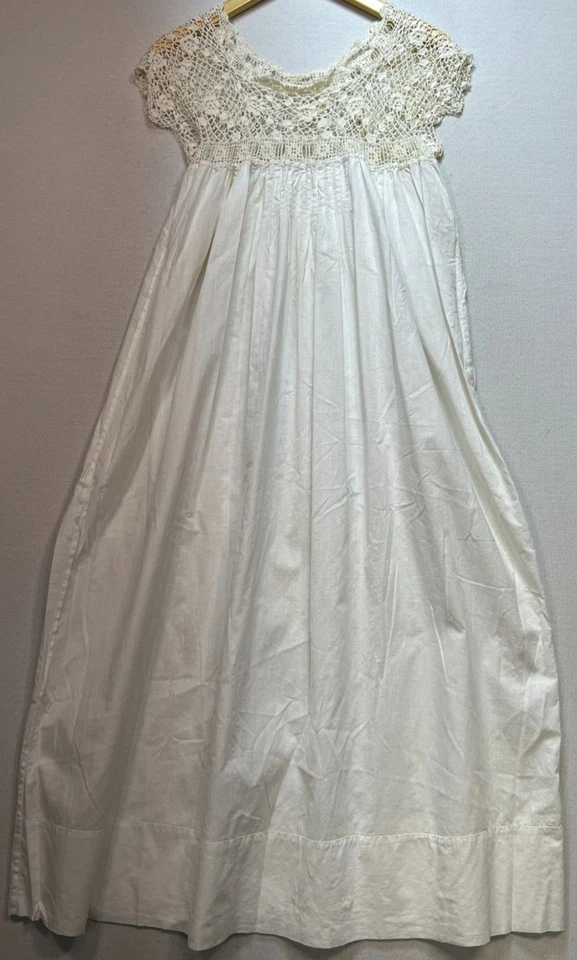 Camisón sin mangas blanco liso de encaje floral de ganchillo sin marca para mujer Foto 2 de 4