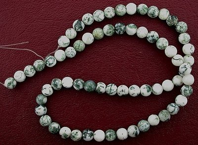 6mm Round Green Tree Agate Gemstone Gem Stone Beads 15 Inch Strand Natural 