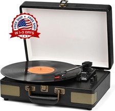 Tocadiscos port til de 3 velocidades con Bluetooth piel sint tica estilo vintage