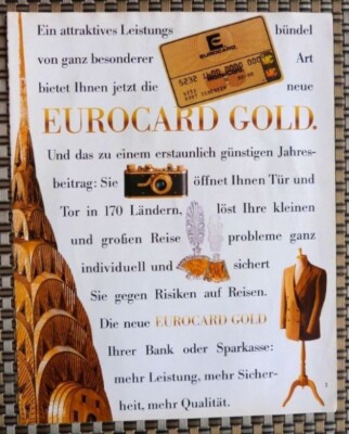 1989 Rare Vintage Magazine Advertisement Eurocard Gold Clippings Print Photo AD