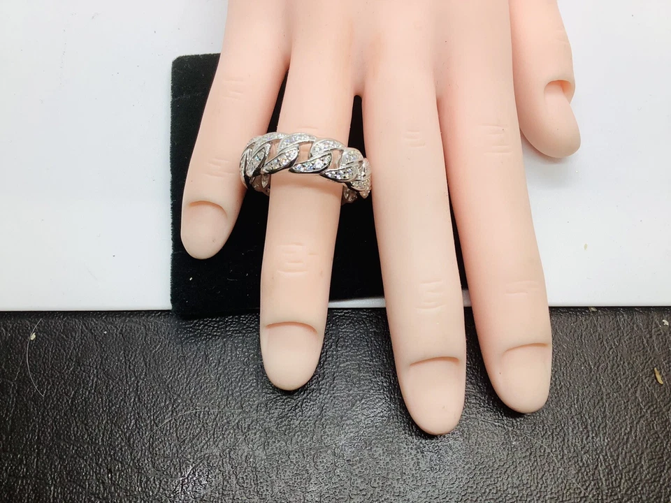 Alianza de plata de ley, micro pavé, boda de eternidad para hombre, aniversario, talla 10 Foto 4 de 4