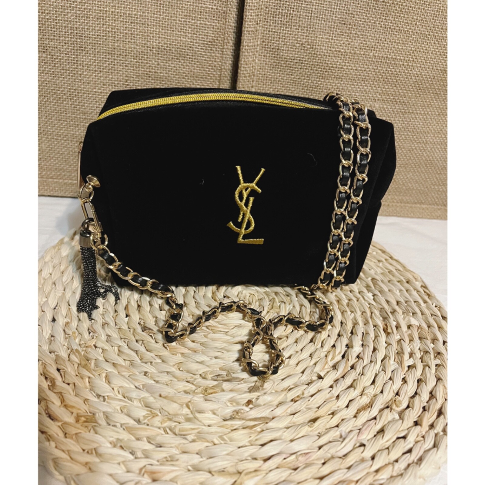 SAINT LAURENT YSL borsa cosmetica trucco nera custodia frizione custodia a tracolla