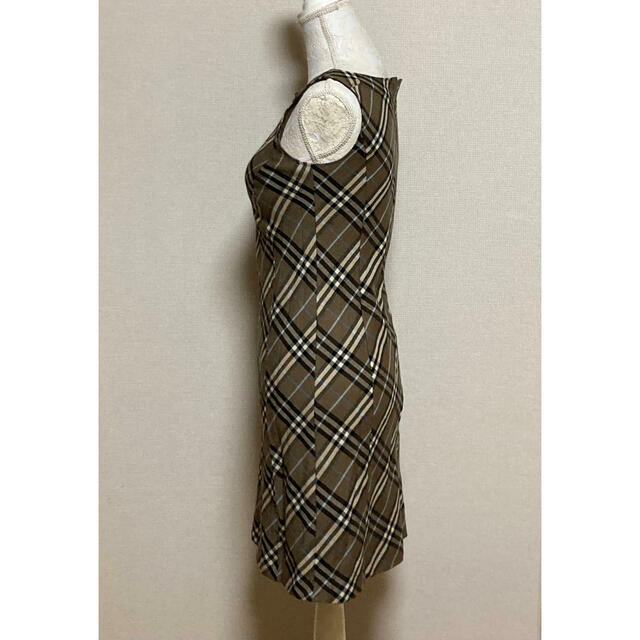 BURBERRY BLUE LABEL Sleeveless One-Piece Dress Plaid Check Brown