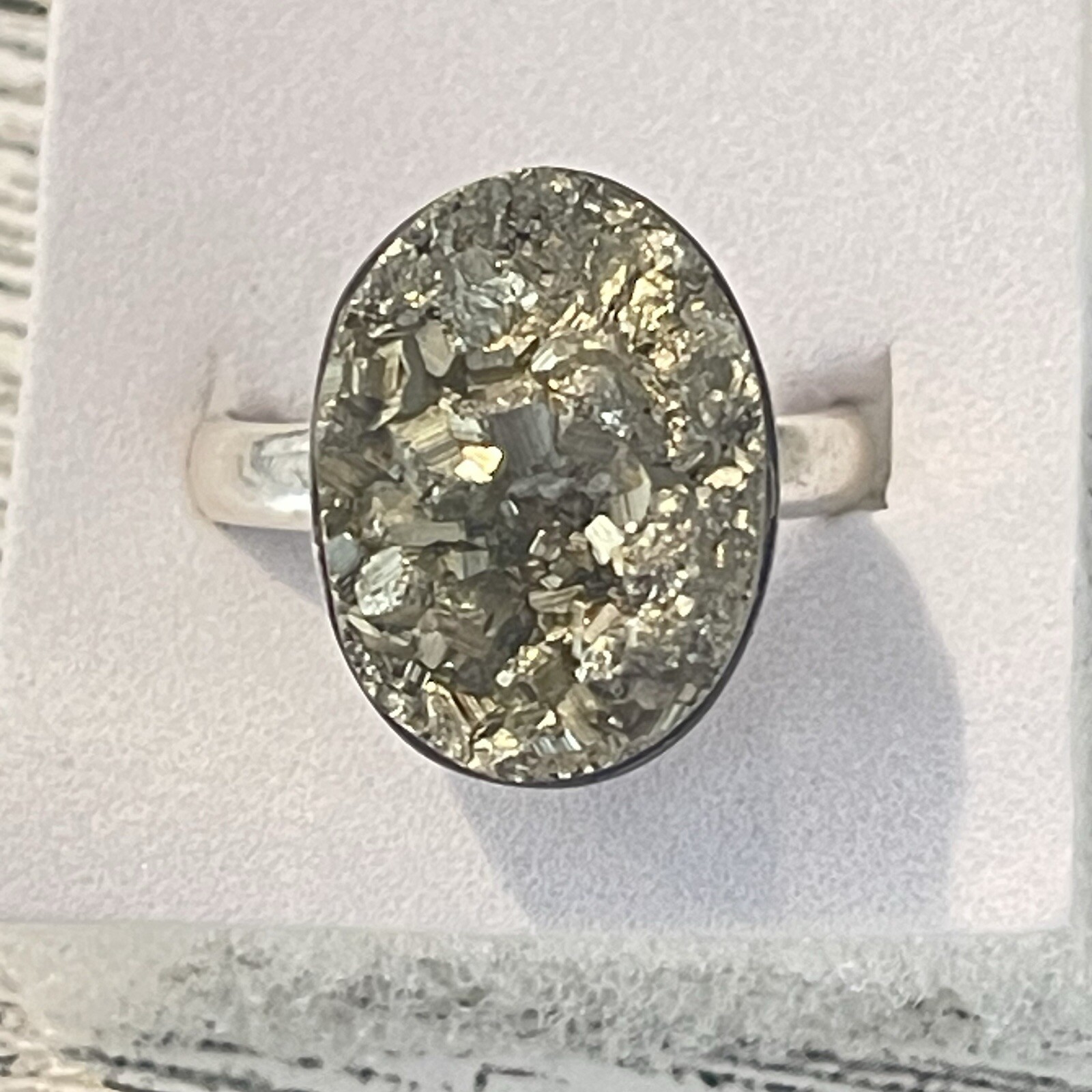 Sterling Silver Solid .925 Genuine Pyrite Ring Si… - image 3