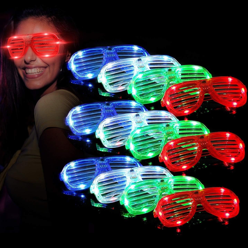 LED Light up Glasses Shutter Shades Kids Party Favor, Glow in the Dark Fun Party