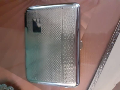 art deco style vintage chrome silver Tobacco cigarette snuff case card holder - Image 1 of 4