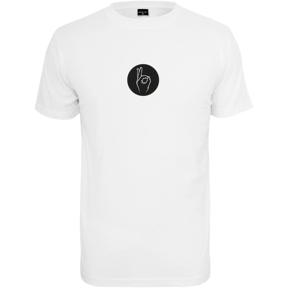 Mister Tee Easy Sign Patch Tee Shirt Top Motif Print Finger White