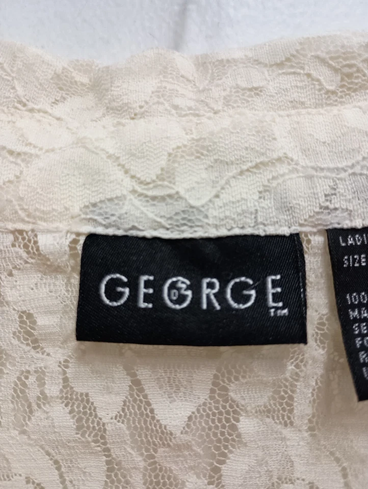 Винтажный 90-х George Топ женщин XL кремовый цветочный кружева длинным рукавом чистый фея романтический - Изображение 4 из 4