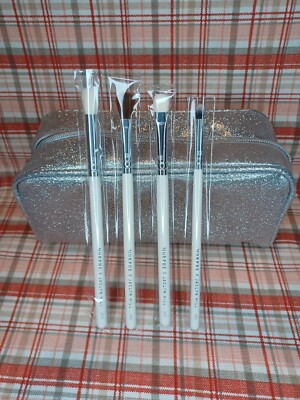 Morphe X Jaclyn Hill All The Basics Eye Brush Set & Silver Sparkle Brush Bag 