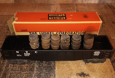 Vintage Lionel 6462 Black NYC Gondola w/6 Wooden Barrels w/ Box 50s Please Read