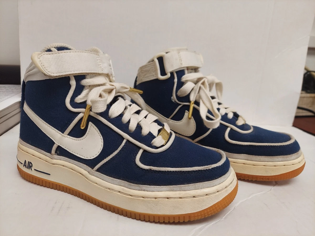 Nike Blue Air Force 1 High LV8 Navy Blue Canvas White Size 6Y 807617-400