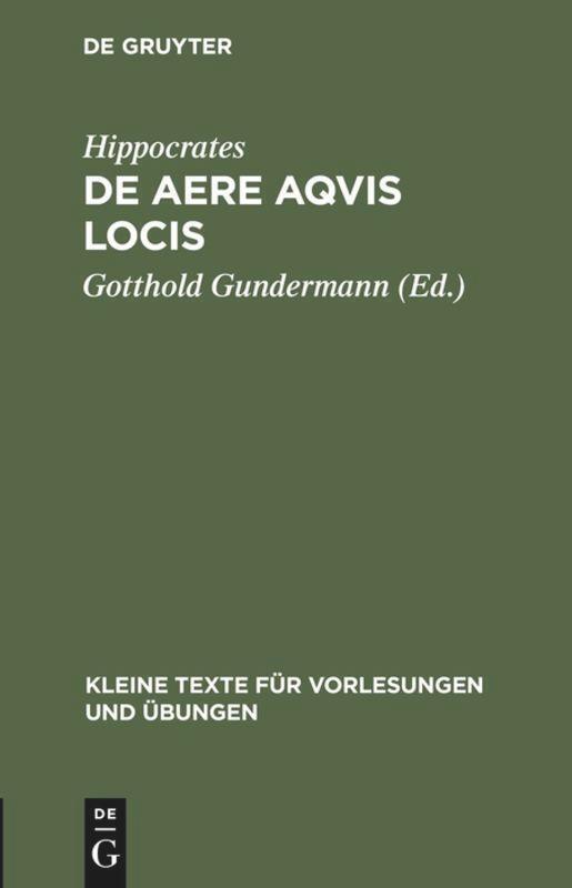 Thumbnail - Hippocrates | De Aere Aqvis Locis | Buch | Latein | Hc Runder Rücken