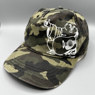 True Religion Camo Hat Adult Snapback Cap Green Camouflage Guitar Buddha 