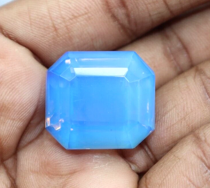 Piedra preciosa suelta certificada corte esmeralda ópalo azul natural 86 quilates con regalo Foto 2 de 4