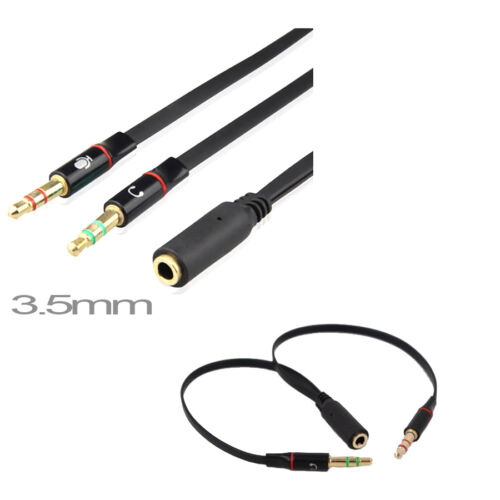 3.5mm Dual 2 Way Splitter ADAPTER CABLE 21cm Length Audio Extension cables  - Afbeelding 1 van 1