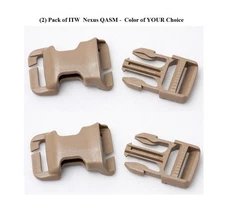 ITW QASM Quick Attach Buckle for MOLLE -2 Pack - Tan Black Coyote Brown - NEW