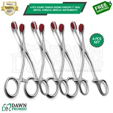 4 Pcs Young Tongue Seizing Forceps 7" Oral Dental Surgical Medical Instruments
