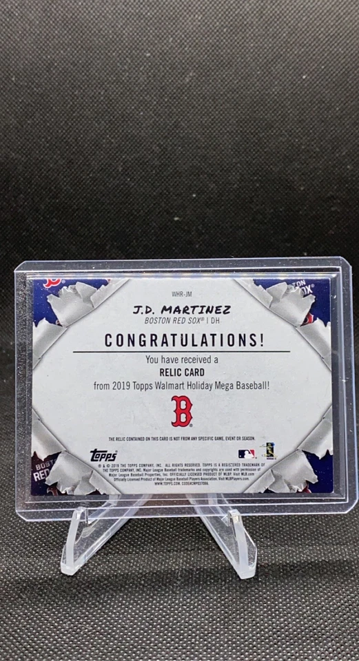 2019 Topps Holiday J.D. Martinez Walmart Mega Box Holiday Relic # WHR-JM - Image 2 of 2
