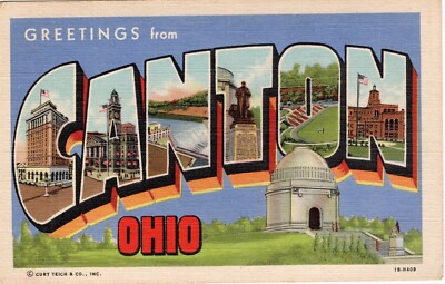 Vintage Large Letter Postcard - Greetings From Canton, Ohio, Unused
