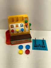 VTG 1974 Fisher Price CASH REGISTER W/WORKING BELL  4 COINS 926 Great Shape 