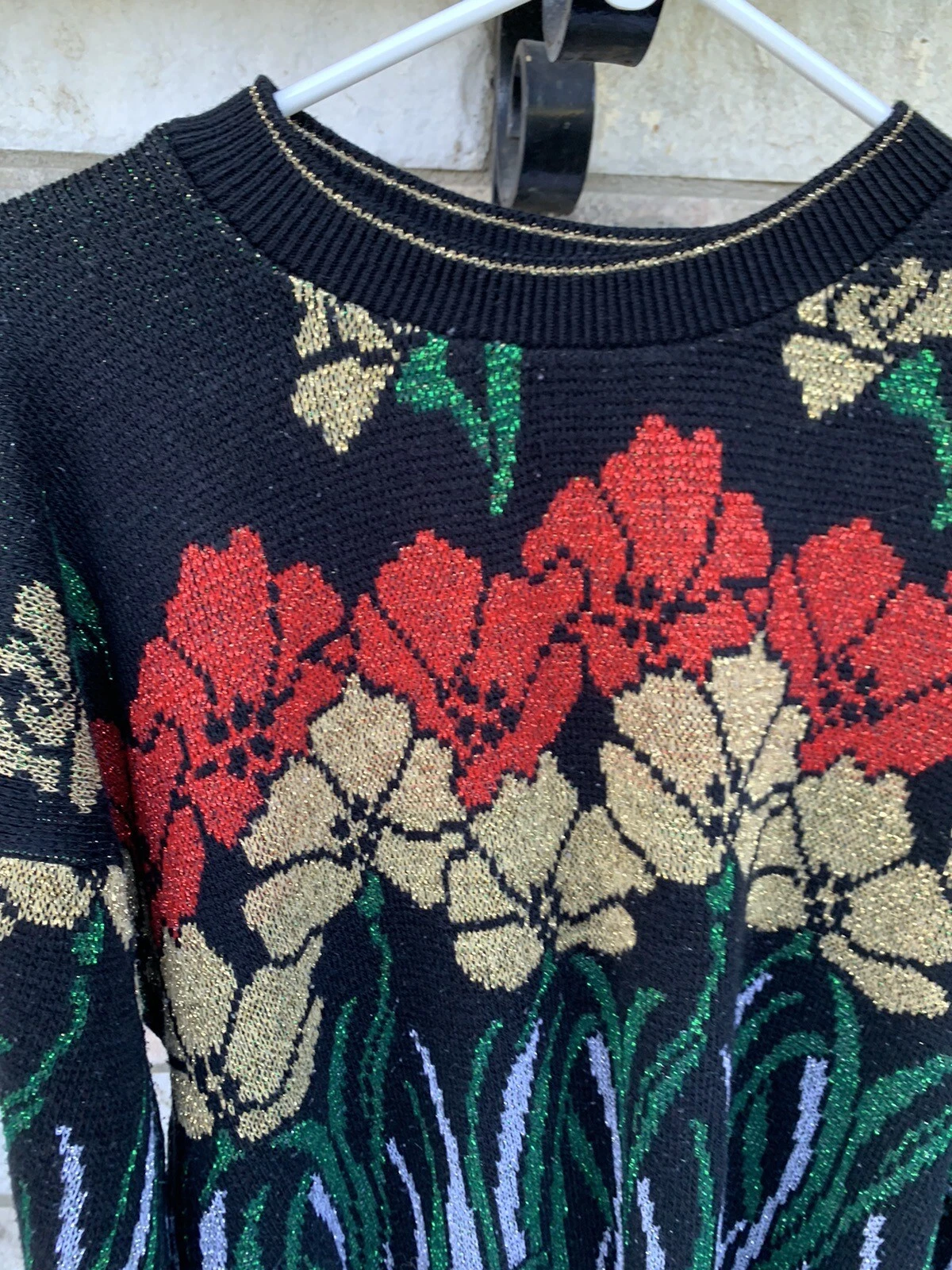 Nutcracker Ugly Christmas Sweater Floral Womens Plus size 2x Sparkly Lurex