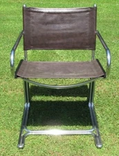 VINTAGE Mid Century TUBULAR Chrome SLING Reverse Cantilever MCM CHAIR Cosco
