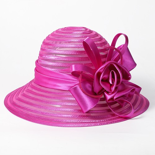 Rose Wide Brim Sun Hats For Women Floppy Cap Elegant Flower Church Fedoras - Bild 3 von 8