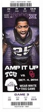 2014 TCU HORNED FROGS VS OKLAHOMA SOONERS TICKET STUB 10/4/14 KEVIN WHITE