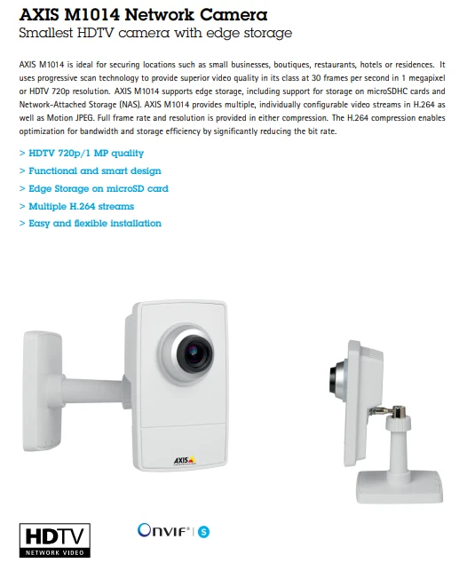 Cámara de Red AXIS M1014, 0520-004 Mini Interior IP Color, Nueva Precintada en Caja Foto 4 de 4