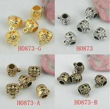 10pcs/40pcs Assorted flower bail charms with 5mm hole fit bracelet
