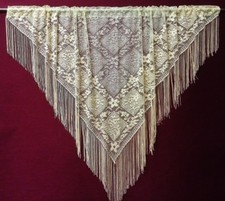 Cenefa de ventana con flecos de encaje 56" x 36" dorada antigua sala dormitorio