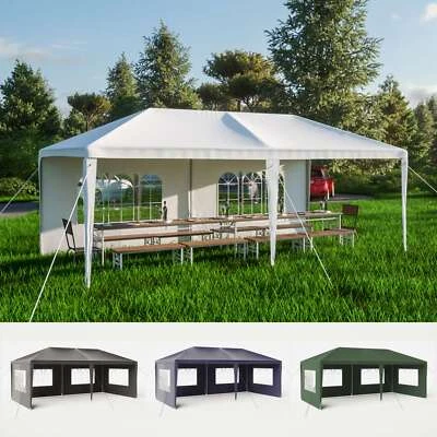 BIRCHTREE Gazebo PE 3x6m Garden Party Wedding Camping Tent With 6 Walls Canopy