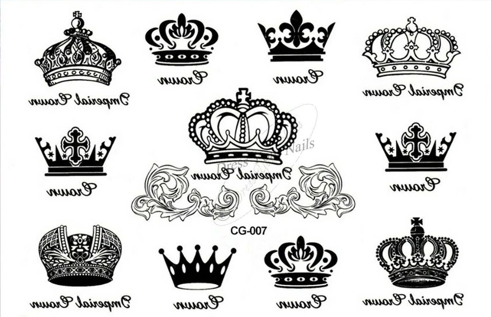 DRESS YOUR NAILS CROWN TATTOO Crowns Black Assorted Temporary Body Tattoo - CG-007