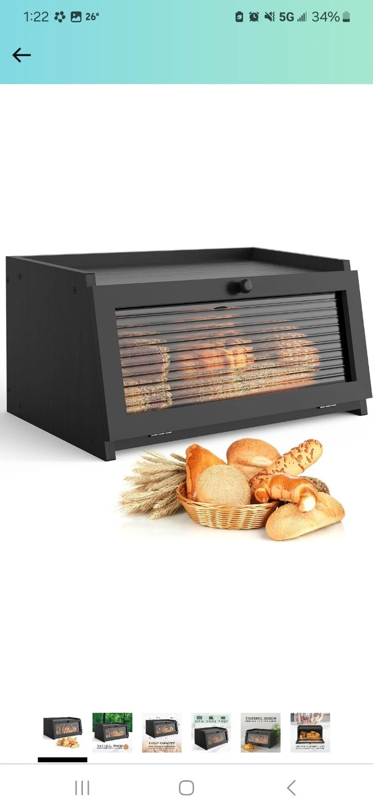 Lohasok Bread Box for Kitchen Countertop Large Farmhouse Bread Container
Opens in a new window or ta