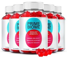  5 Pack Prime Biome Gummies, PrimeBiome Supports Gut  Skin Health Gummy