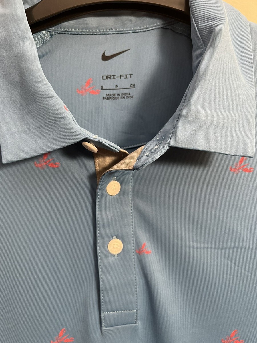NIKE GOLF POLO SHIRT DRI FIT LOBSTER ALL OVER PRINT BLUE [DH0945