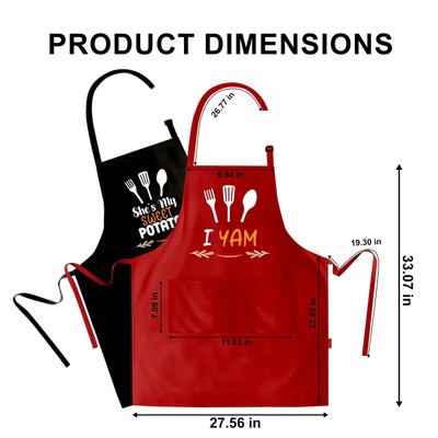 MCPESAS Couple Aprons Set (2 Pack) - Funny 'Mr. Kitchen' & 'Kitchen Lady' Costumes, Cooking Gifts For Couples, Black