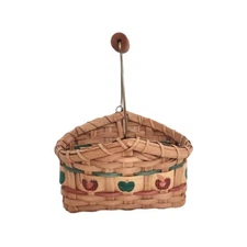 Vtg Woven Wicker Basket Rattan Wood Floral Country Display Boho Holiday Decor