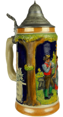 ''Ein Frohes Herz'' (A Happy Heart) Hand-Painted Beer Stein Pewter Lid W. Germany